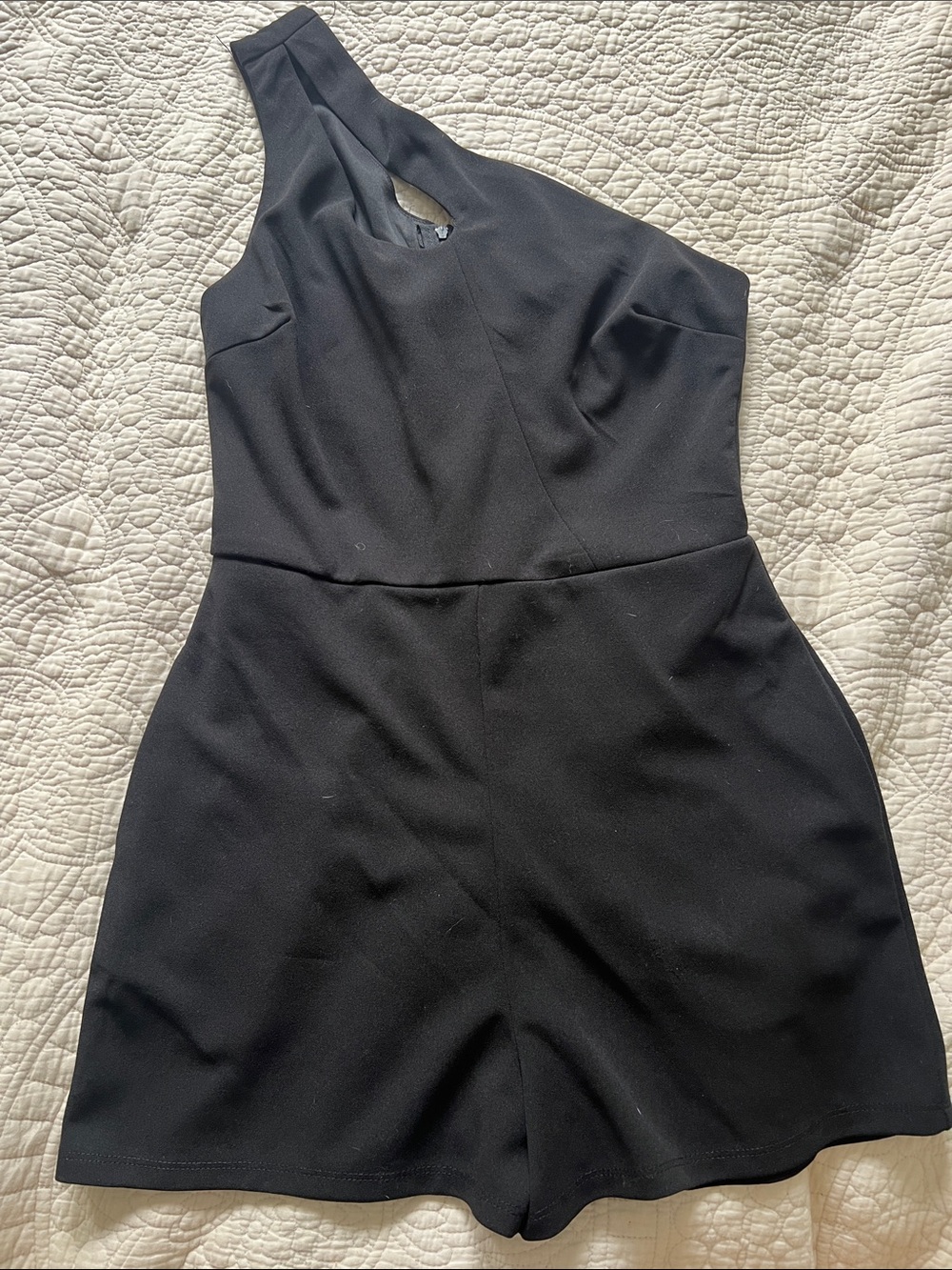 Black One-Shoulder Mini Dress Romper
